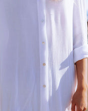 Load image into Gallery viewer, Bohemian Mini Dress,White Boho Shirt Dress
