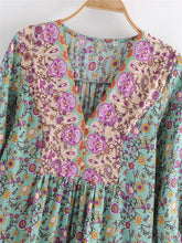 Load image into Gallery viewer, Floral print,deep V-neck,mini dress ,Boho dresses
