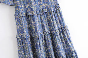 Floral print  ruffles, midi dress, Boho dress