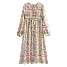 Load image into Gallery viewer, Beige Floral Print,Bohemian Maxi Dress,Boho Dress
