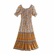 Load image into Gallery viewer, Floral Print Sundress,off Shoulder Boho Dress ,Maxi Dress

