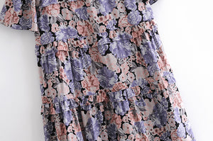Floral print  ruffles, midi dress, Boho dress