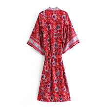 Load image into Gallery viewer, Boho Floral Kimono,Boho robe Cover-up
