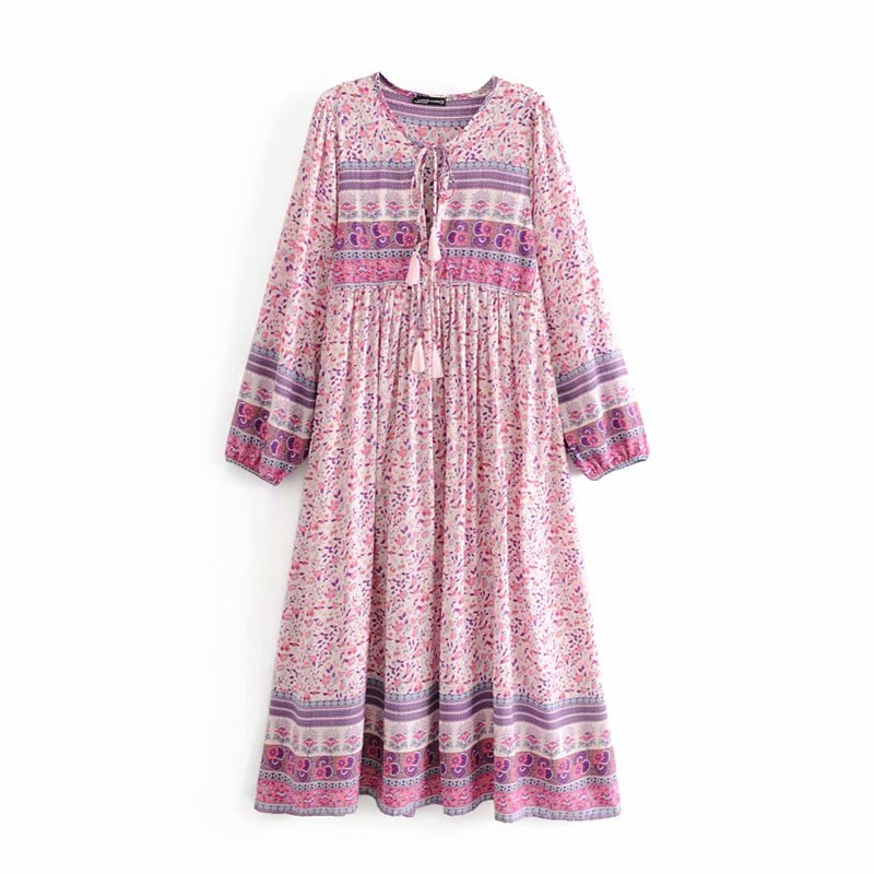Pink Floral Print,Bohemian Dress, Boho Dress