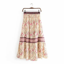 Load image into Gallery viewer, Boho Skirt, Maxi Skirt, Green Wild Flower
