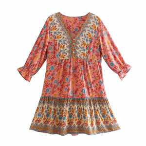 Mini Dress, Boho Sundress,Floral Print