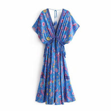 Load image into Gallery viewer, Peacock Floral Print,Bohemian Maxi Sundress, Boho Dress
