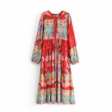 Load image into Gallery viewer, Peacock Floral Print, Bohemian Maxi Dress ,Boho Dress

