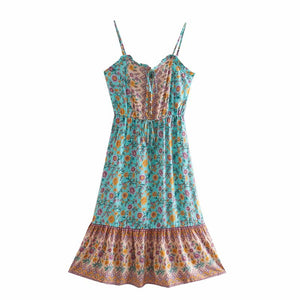 Boho Dress,Strap Sundress,Beach Midi Dress
