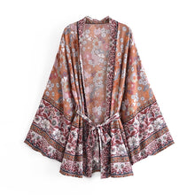 Load image into Gallery viewer, Red Floral Print ,Bohemian Robe,Boho Kimono
