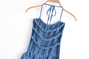 Backless Bohemian Maxi Dress, Boho Strapless Dress