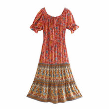 Load image into Gallery viewer, Floral Print Sundress,off Shoulder Boho Dress ,Maxi Dress

