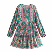 Load image into Gallery viewer, Floral print , Bohemian mini dress, Boho sundress
