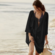 Load image into Gallery viewer, White Tassel  ,Bohemian Mini Dress,Boho Cover-ups
