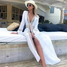 Load image into Gallery viewer, White Bohemian  dress , Boho maxi sundress

