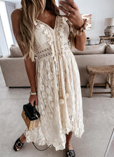Load image into Gallery viewer, Lace Tassel ,Bohemian Maxi Dress,Boho Sundress
