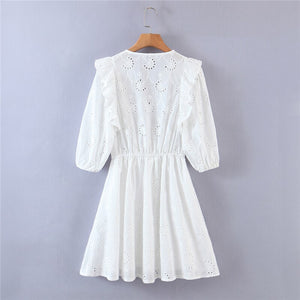 White lace,Bohemian mini dress,Boho dress
