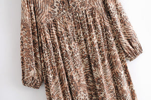 Maxi Dress, Boho Sundress,Leopard Print