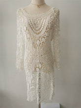 Load image into Gallery viewer, Hollow Lace, Boho Mini Dress,bohemian Sundress
