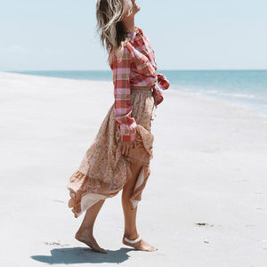 Pink Floral Printed ,Boho Skirt ,Maxi Skirt