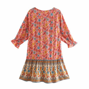 Mini Dress, Boho Sundress,Floral Print