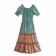 Load image into Gallery viewer, Floral Print Sundress,off Shoulder Boho Dress ,Maxi Dress
