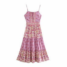 Load image into Gallery viewer, Pink floral print,Boho sundress,Boho maxi dress
