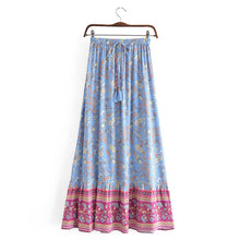 Load image into Gallery viewer, Blue Floral Print ,Bohemian Skirt，Boho Maxi Skirt
