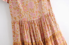 Load image into Gallery viewer, Floral print, deep V-neck, mini dress, Boho happie dresses

