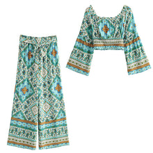 Load image into Gallery viewer, Boho Sets, Floral Print ,Pants and Tops Outfits
