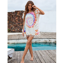 Load image into Gallery viewer, Rainbow Hollow Out ,Bohemian Mini Dress, Boho Sundress
