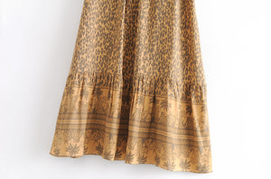 Leopard Floral print ,Boho Maxi Skirt