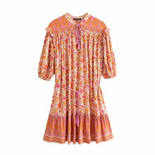 Load image into Gallery viewer, Mini Dress, Boho Dresses,Pink Floral Tassel

