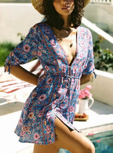 Load image into Gallery viewer, Mini Dress, Boho Dress, Sundress,Rose Print
