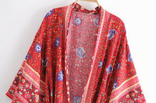 Load image into Gallery viewer, Boho Robe, Kimono Robe,Nova Red Floral
