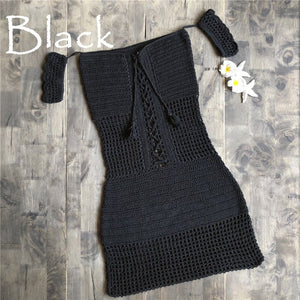 Hollow Out Knitted,Bohemian Mini Dress,Boho Sundress