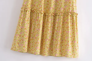 Yellow floral print , Bohemian skirt , Boho Maxi Skirt