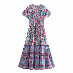 Floral print ,Bohemian  maxi dresses,Boho Sundress