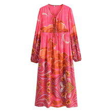 Load image into Gallery viewer, Star and Moon Print,Boho Maxi Dress,Beach Bohemian Dress
