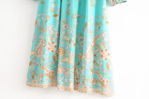 Floral Print,Bohemian Midi  Sundress,Boho Dress