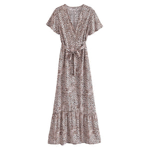 Leopard Print, Boho Dress ,Bohemian Wrap Dress