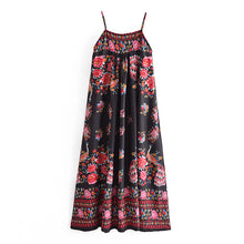 Load image into Gallery viewer, Peacock floral print, Bohemian dresses,Boho midi sundress
