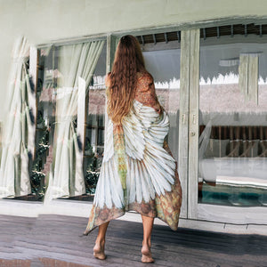 Floral print,Bohemian maxi dress,Boho kimono
