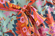 Load image into Gallery viewer, Green Peacock Floral  ,Bohemian Kaftan ,Boho Maxi Dress
