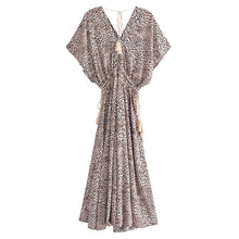 Load image into Gallery viewer, Leopard Floral Print ,Maxi Dress, Beach Boho Dress
