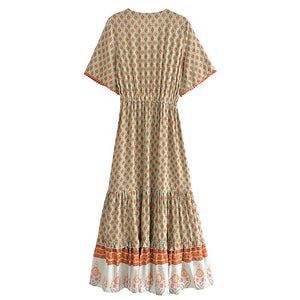 Floral Print,Bohemian Maxi Dress,Boho Dresses Robe
