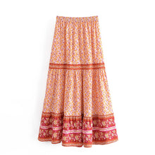 Load image into Gallery viewer, Pink Floral Print,Bohemian Long Skirt,Boho Maxi Skirt
