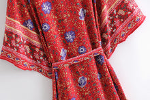 Load image into Gallery viewer, Boho Robe, Kimono Robe,Nova Red Floral
