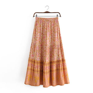Pink Floral Printed ,Boho Skirt ,Maxi Skirt