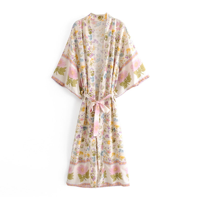 Boho Kimono,Gypsy Floral ,Bohemian Robe